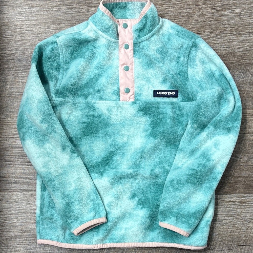 Lands' End Kids' Teal and Peach Fleece Sweatshirt